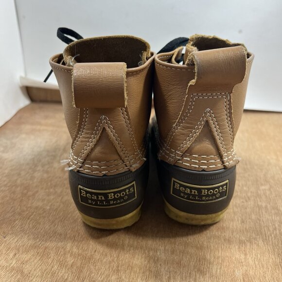 LL Bean Duck Boots Women Size 7 Rubber Moc Gum Shoes Low Top Brown Leather - Picture 5 of 9